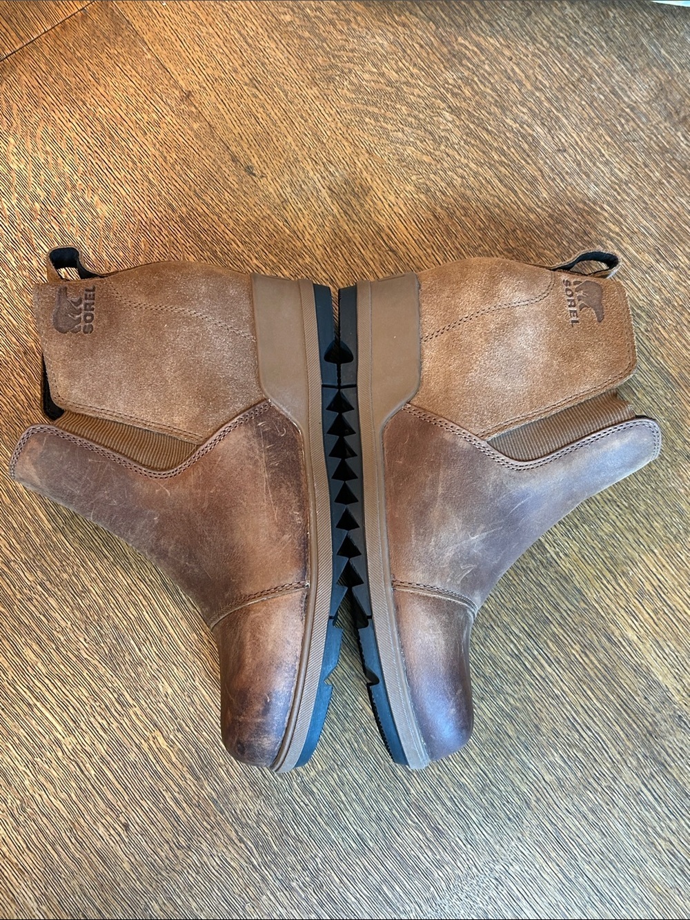 Sorel Evie Pull on Wedge Ankle Boots Women's Size 8 US Brown Leather & Suede - Picture 9 of 15